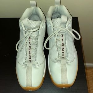 Gray, white and gold Jordans. Size 13.